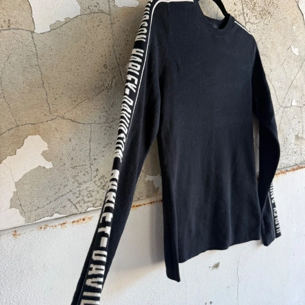 Harley Davidson Top Long Sleeve Knit Logo Tape Biker Sweater Biker Moto Small